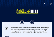WilliamHill Registration Form Step 1 Mobile Device View