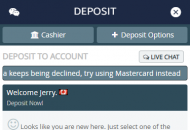 AllStarSlots Payment Methods Mobile Device View