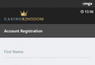 CasinoKingdom Registration Form  Mobile Device View 