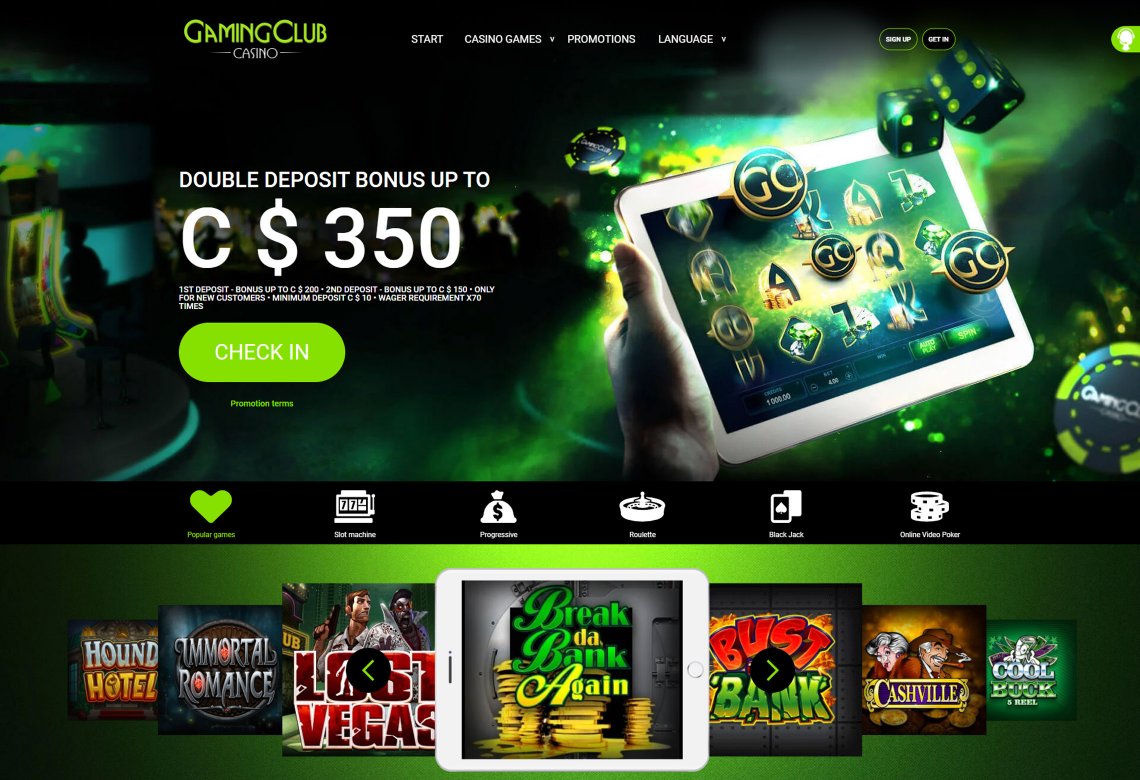 GamingClub Homepage 2 Desktop Device View