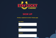 StayLucky Registration Form Step 1 Desktop Device View