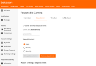 Betsson Responsible Gambling Settings Desktop Device View