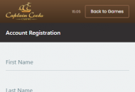 Captaincooks Registration Form Step 1 Mobile Device View 