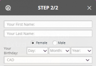 Casiplay Registration Form Step 2 Mobile Device View 