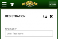 GoldenPalace Registration Form Step 2 Mobile Device View