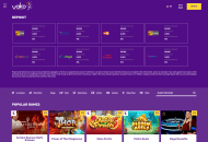 YakoCasino Payment Methods Desktop Device View