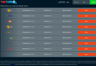 FunCasino Payment Methods Desktop Device View