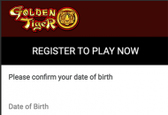 GoldenTiger Registration Form Step 2 Mobile Device View