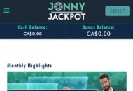 JonnyJackpot Promotions Mobile Device View