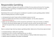 RedStar Responsible Gambling Information Desktop Device View