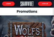 Shadowbet Promotions Mobile Device View