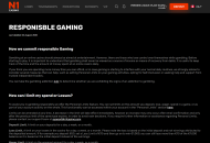 N1Casino Responsible Gambling Information Desktop Device View