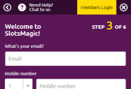 SlotsMagic Registration Form Step 3 Mobile Device View