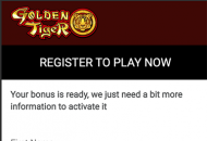 GoldenTiger Registration Form Step 1 Mobile Device View