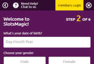 SlotsMagic Registration Form Step 2 Mobile Device View