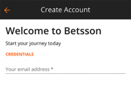 Betsson Create Account Mobile Device View 