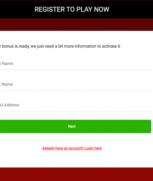 GoldenTiger Registration Form Step 1 Desktop Device View