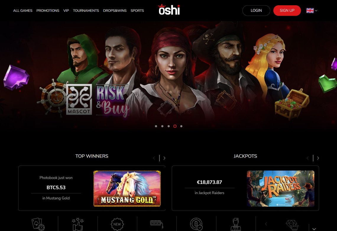 Oshi Homepage Desktop Device View 