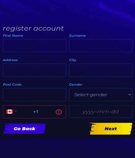 Race Registration Form Step 2 Desktop Device View