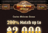 HighNoonCasino Homepage Mobile Device View