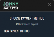 JonnyJackpot Payment Methods Mobile Device View