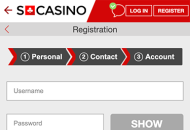 SCasino Registration Form Step 3 Mobile Device View