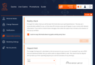 LoyalCasino Responsible Gambling Settings Desktop Device View