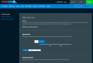 FunCasino Responsible Gambling Settings Desktop Device View