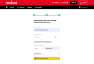 RedBet Registration Form Step 3 1 Desktop Device View