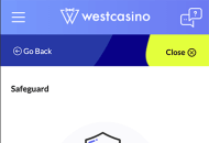 WestCasino Responsible Gambling Settings Mobile Device View 