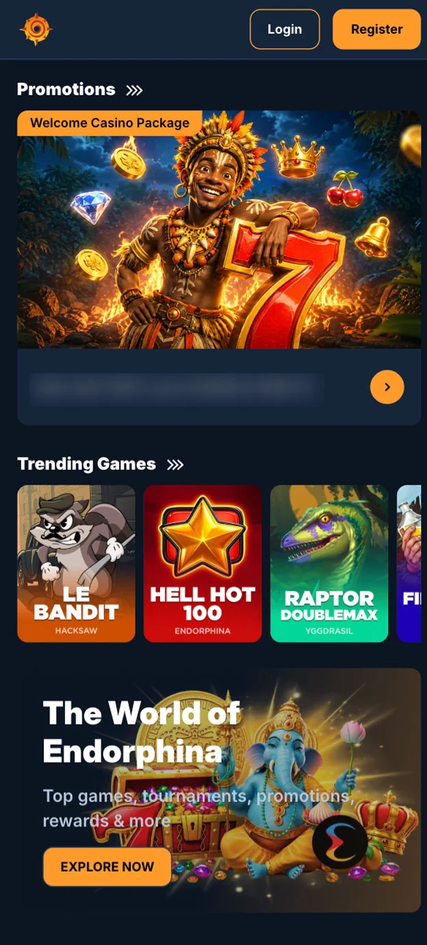 ZuluSpins Homepage Mobile Device View