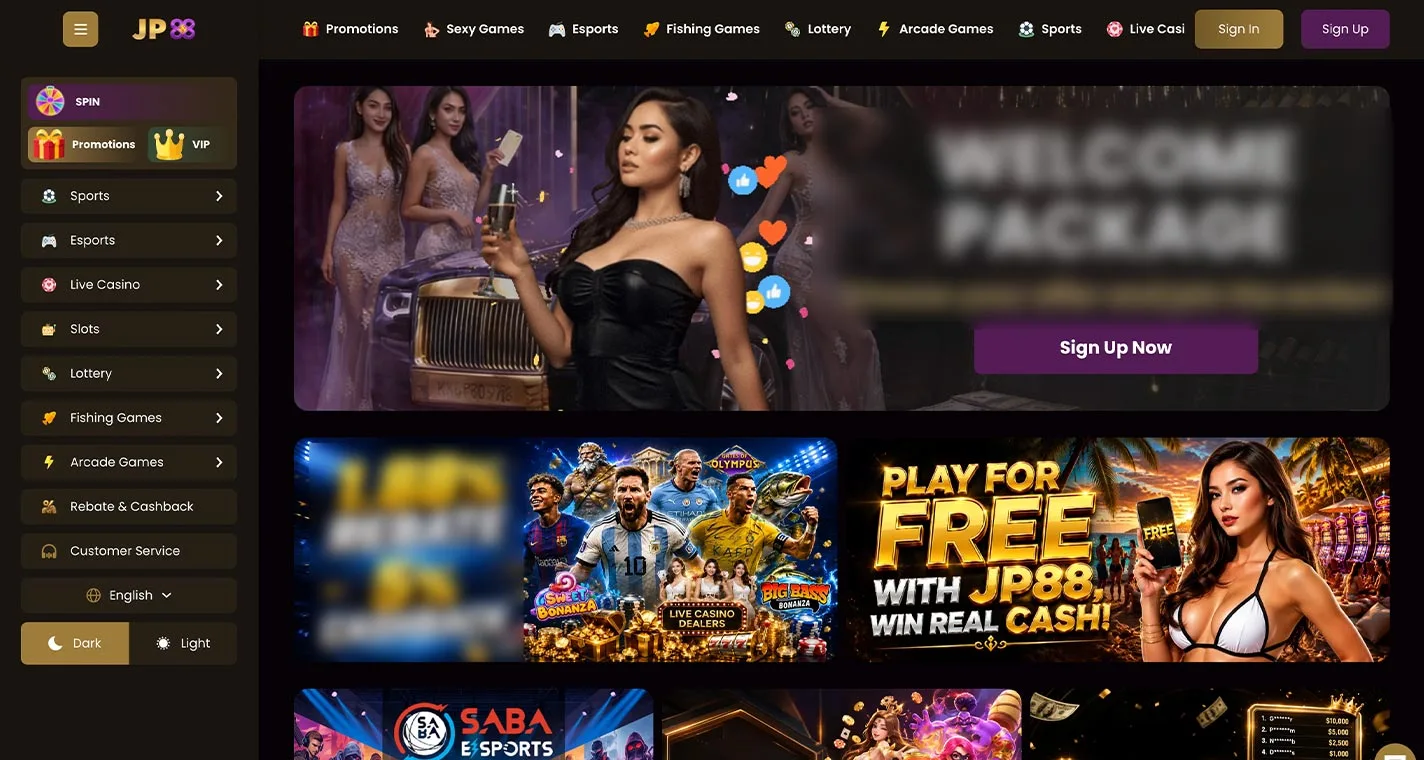 Jackpot88 Casino Homepage Desktop Device View