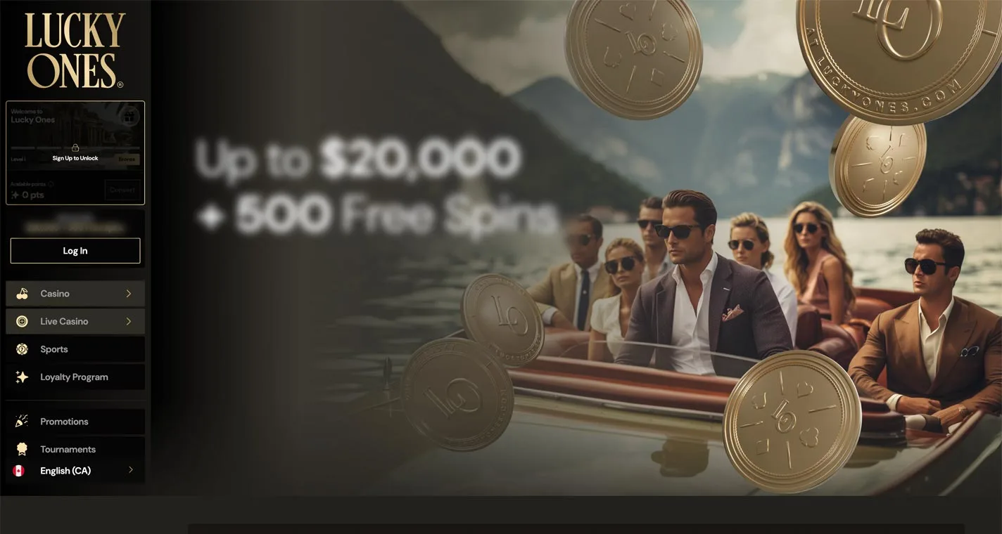 Lucky Ones Casino Homepage Desktop Device View