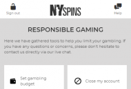 NYSpins Responsible Gambling Settings Mobile Device View