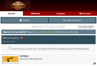 HighNoonCasino Payment Methods Desktop Device View