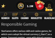 StarGames Responsible Gambling Information Mobile Device View