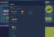Casinoin Payment Methods Desktop Device View