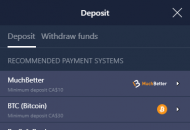 Casinoin Payment Methods Mobile Device View