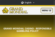 GrandMondial Responsible Gambling Information Mobile Device View