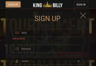 KingBilly Registration Form Desktop Device View
