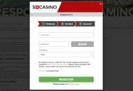 SCasino Registration Form Step 3 Desktop Device View