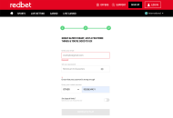 RedBet Registration Form Step 3 Desktop Device View