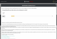 TradaCasino Responsible Gambling Information Desktop Device View