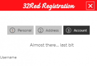 32Red Registration Form Step 3 Mobile Device View