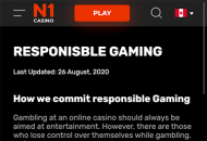 N1Casino Responsible Gambling Information Mobile Device View