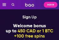 BaoCasino Sign Up Form Mobile Device View
