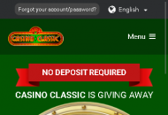 CasinoClassic Homepage Mobile Device View 