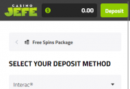 CasinoJeffe Payment Methods Mobile Device View 