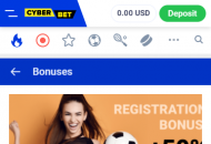 CyberBets Welcome Bonus Mobile Device View 