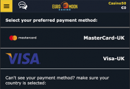 Euromoon Payment Method Mobile Device View 